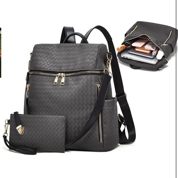 Womens Backpack Purse Leather Backpack Purse for Women Plaid black 2pack main image 9